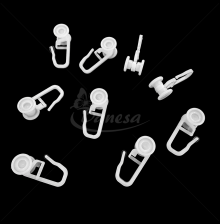 Large White Plastic Curtain Hook with Rollers for Curtain Tracks