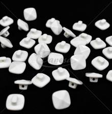 Square white glossy raised diamond-style shank button 18L
