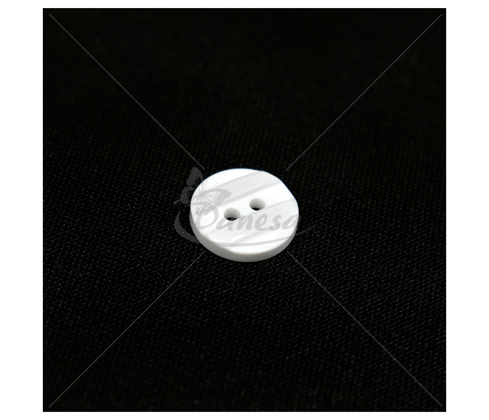 Round white decorative raised two-hole sewing button 20L