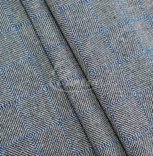 Suit fabric, checkered, black/white pattern with blue stripes