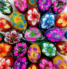 Decorated colorful wooden eggs