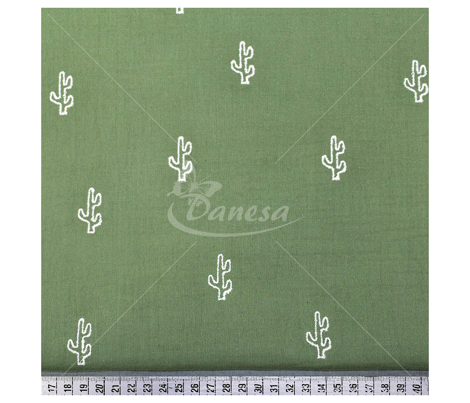 Muslin with a pattern, "Cactus", khaki color