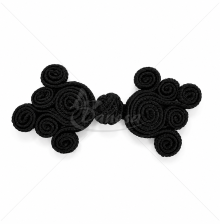 Black Decorative Cord Closure for Clothing (Approx. 7.5 × 3.5 cm)
