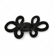 Black Decorative Cord Closure for Clothing (Approx. 6 × 3.2 cm)