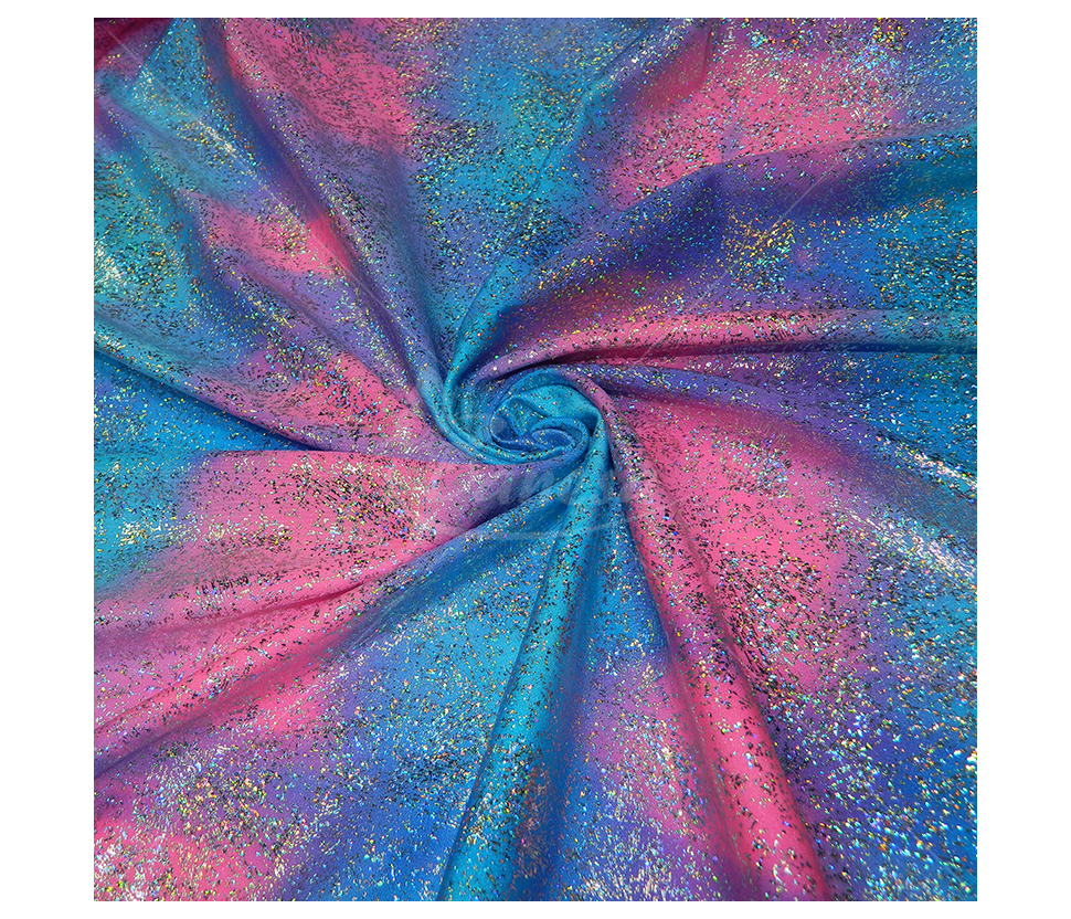 Shiny multi-colored lycra, rainbow effect