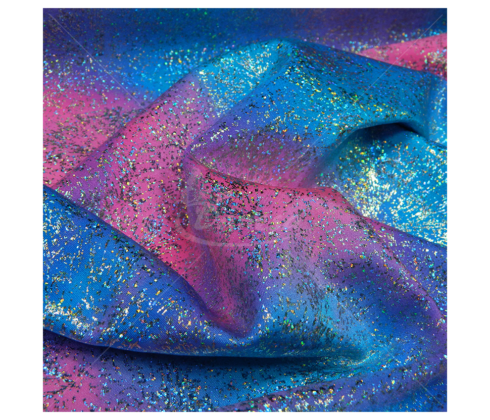 Shiny multi-colored lycra, rainbow effect