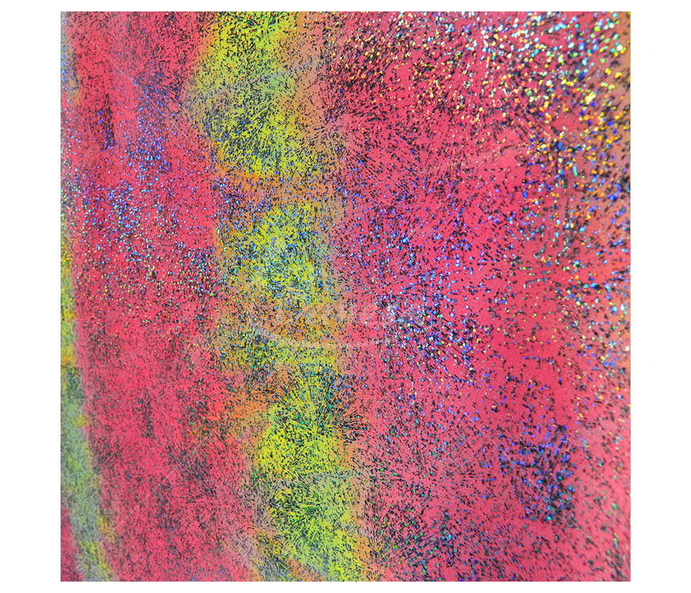 Shiny multi-colored lycra, rainbow effect