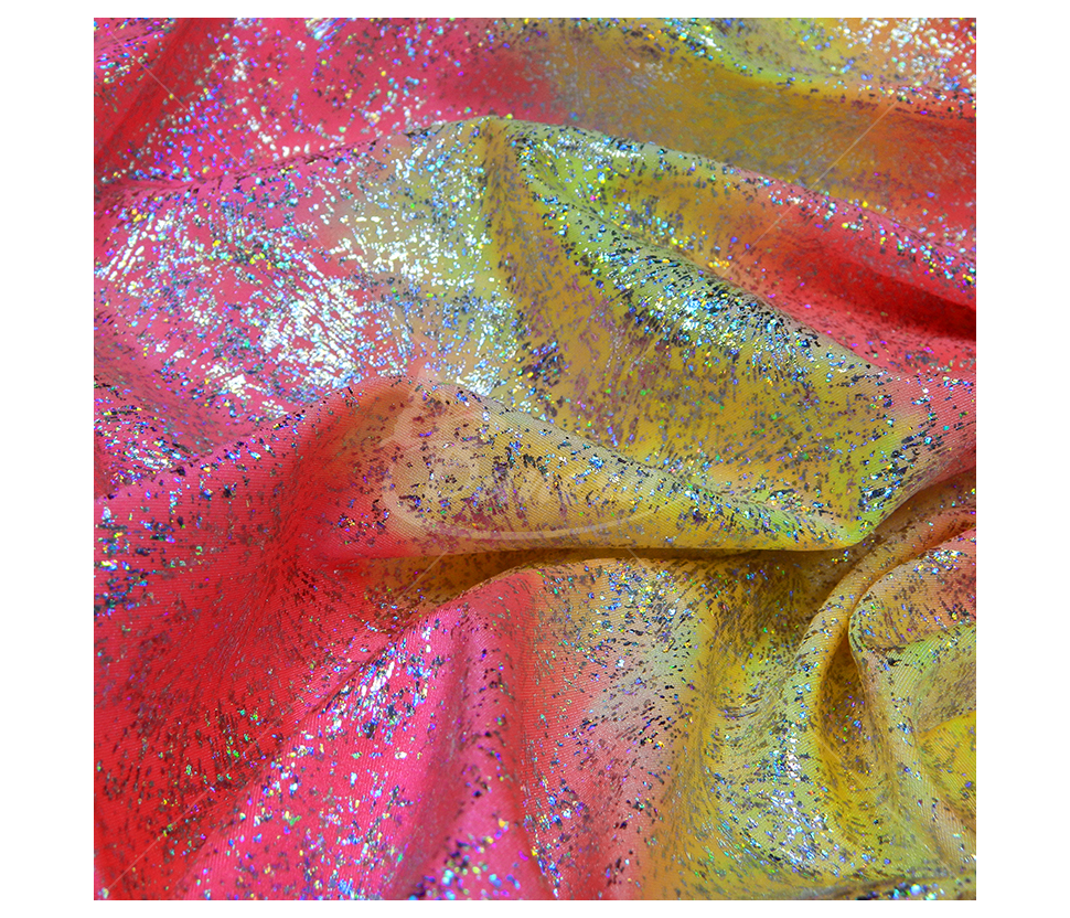 Shiny multi-colored lycra, rainbow effect