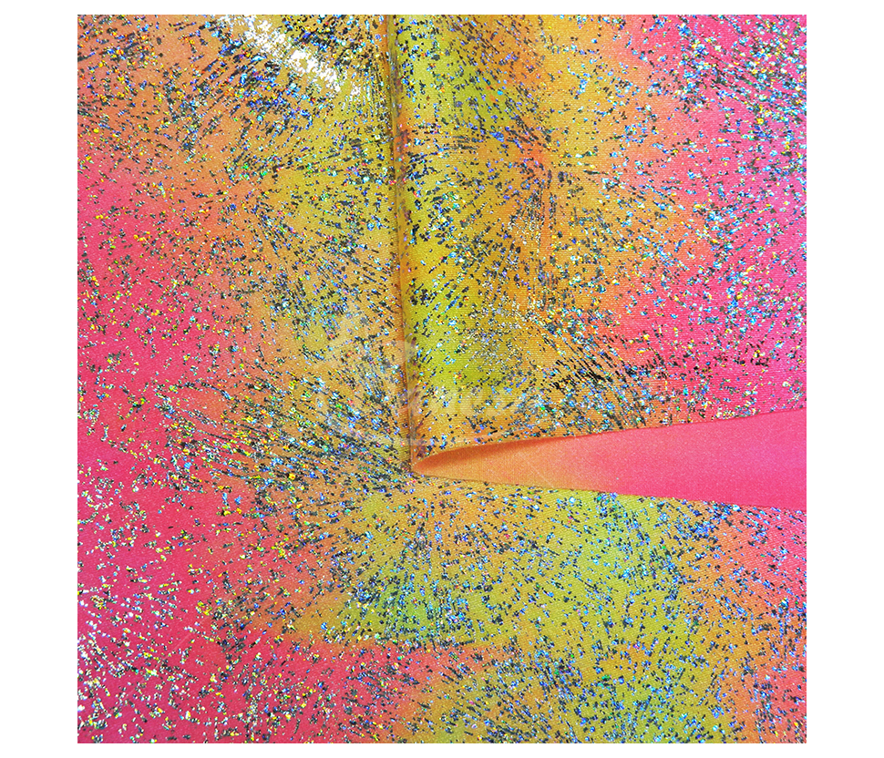 Shiny multi-colored lycra, rainbow effect