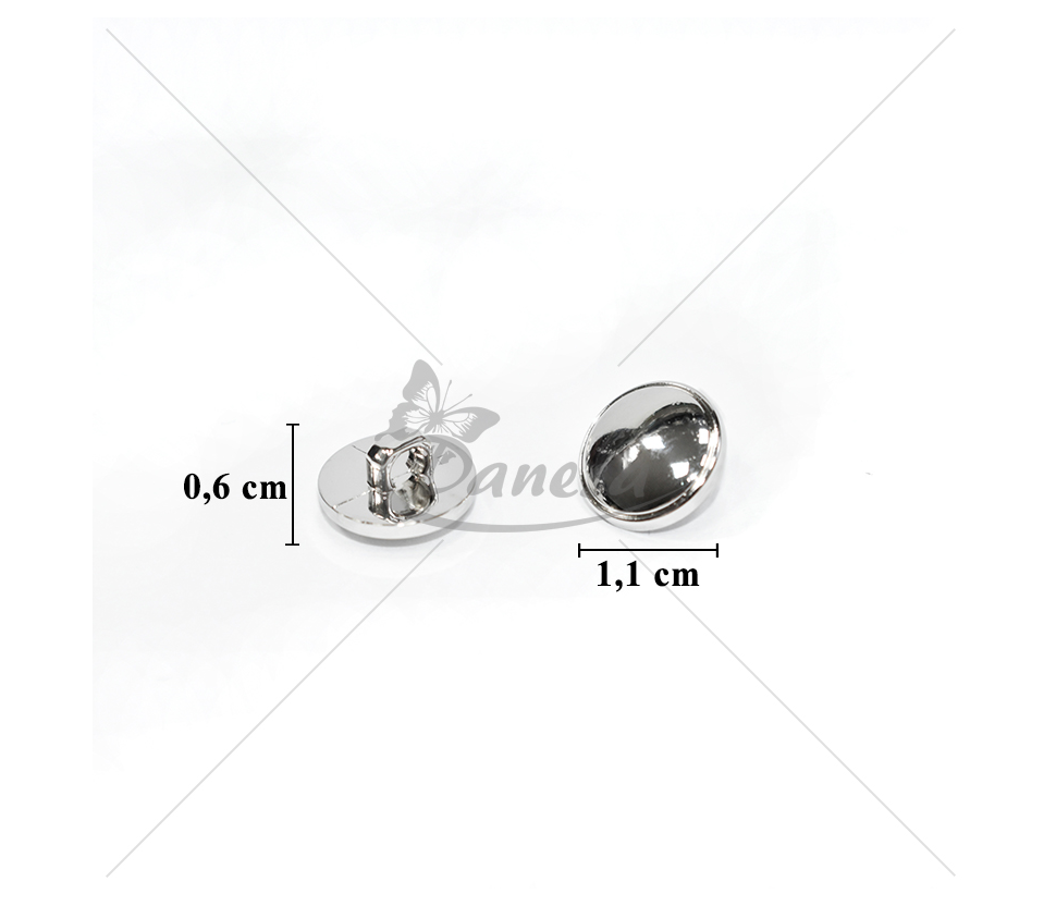 Round metallic-effect plastic shank buttons 18L