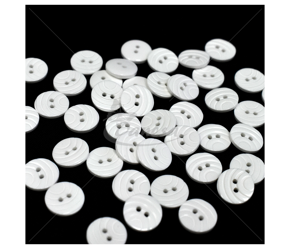 Set of white decorative round two-hole sewing buttons 18L–20L