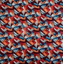 Natural silk, multicolor geometric print