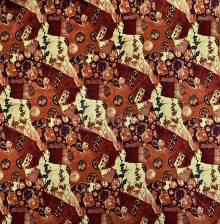 Natural silk, various flower print, orange color