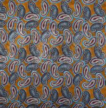 Natural silk, paisley print, yellow color