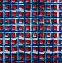 Natural silk, checkered, blue/red color