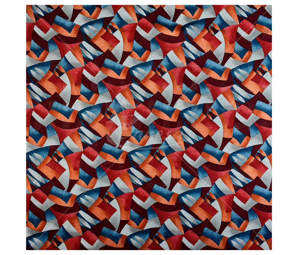Natural silk, multicolor geometric print