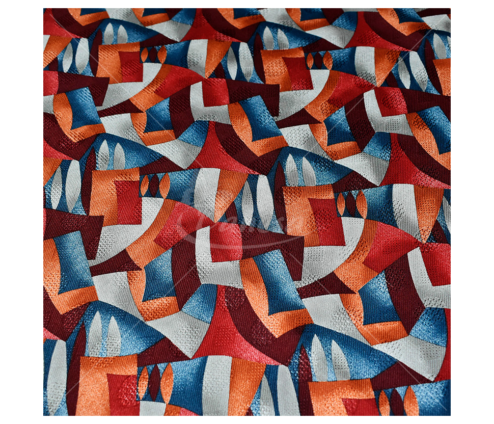 Natural silk, multicolor geometric print