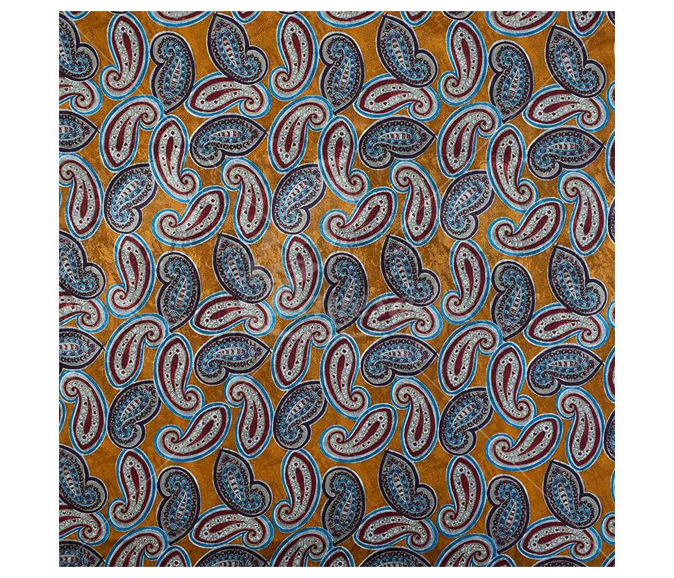 Natural silk, paisley print, yellow color