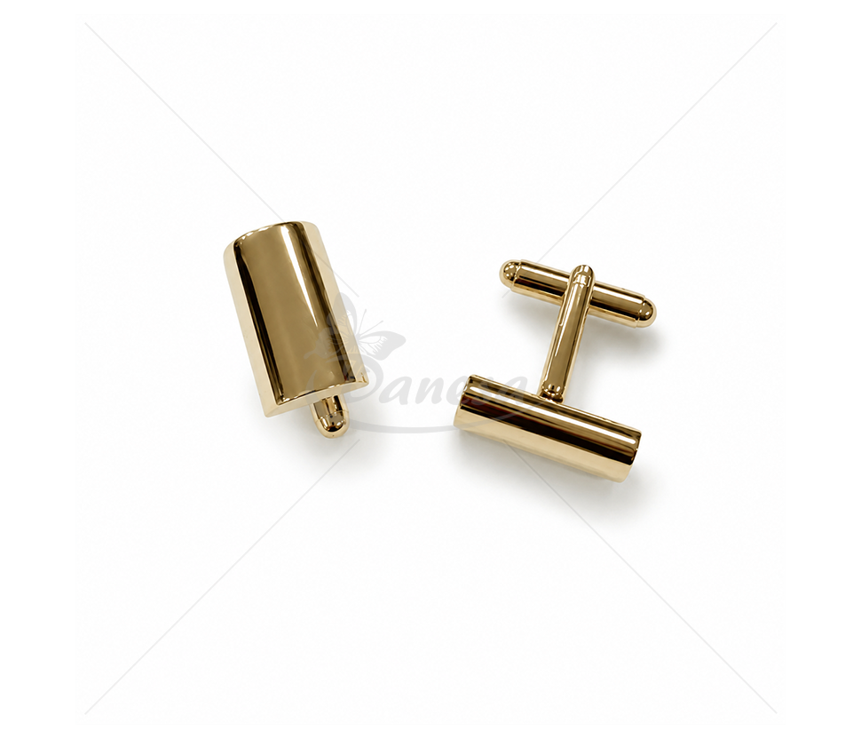 Men’s Elongated Gold-Coloured Metal Cufflinks
