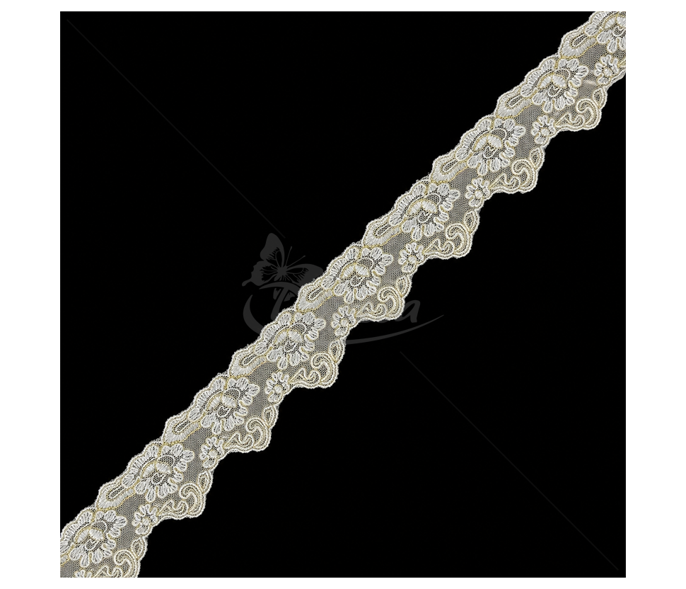 Synthetic Floral Lace with Gold Threads