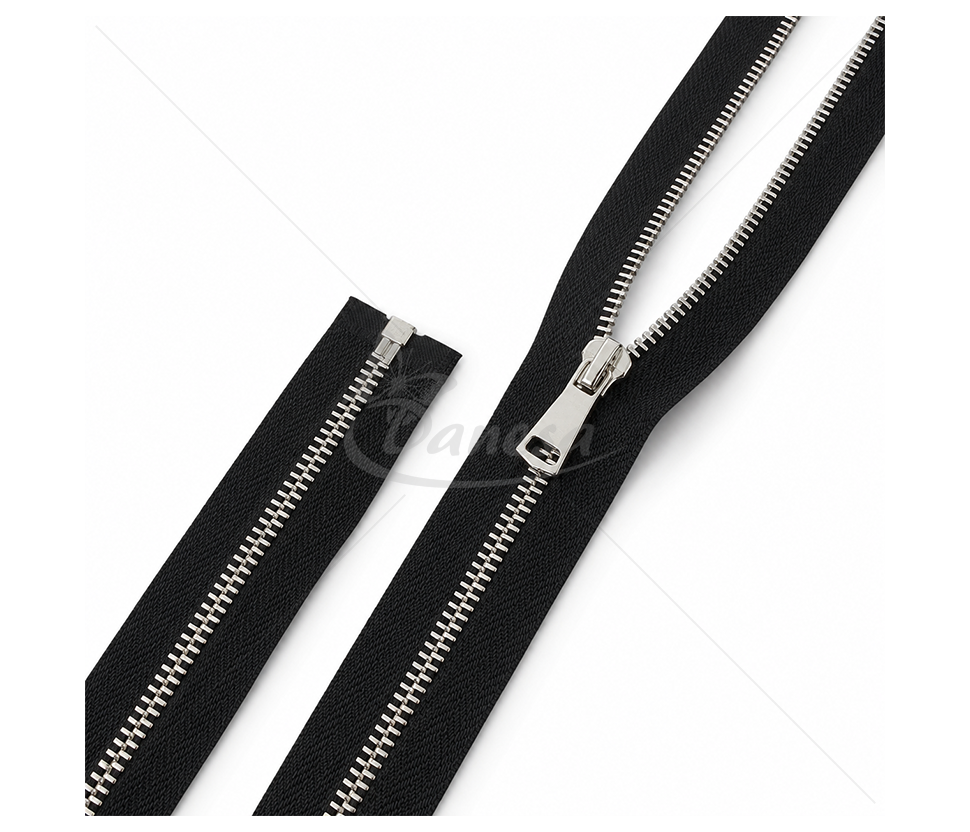 Metal Zipper with Silver Teeth, No. 5, 90 cm