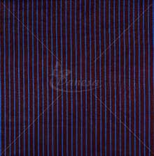 Natural silk in coupons, stripped, bordeux/blue color