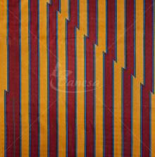 Natural silk in coupons, stripped, bordeux/yellow color
