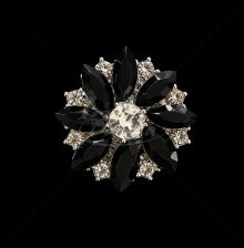 Brooch/Button cover Black Flower