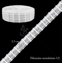 2.5 cm Curtain Pleating Tape, Gathering Ratio 1:2