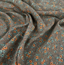 Silk &amp; Cotton Batiste Fabric “Earthy Tones” with Flowers