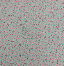 Silk &amp; Cotton Batiste Fabric “Grey Mint” with Flowers