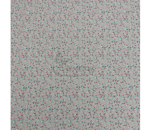 Silk &amp; Cotton Batiste Fabric “Grey Mint” with Flowers