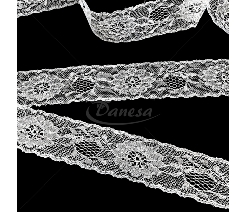 Wide decorative lace trim for sewing with floral pattern, 35 mm