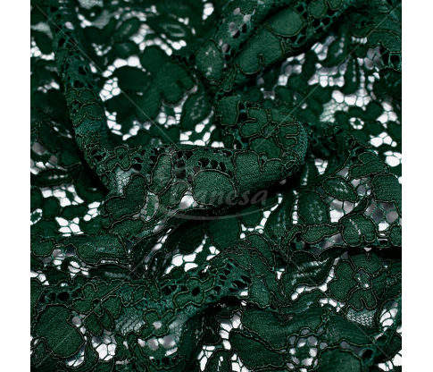 Floral Guipure Lace Fabric with Decorative Edge