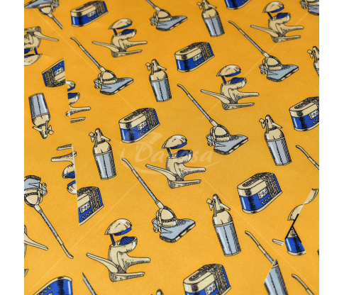 Natural silk in coupons, "Kitchen appliances", yellow color