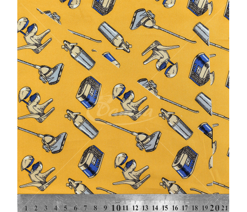 Natural silk in coupons, "Kitchen appliances", yellow color