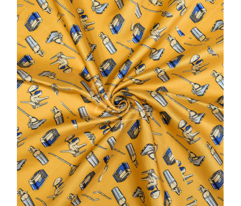 Natural silk in coupons, "Kitchen appliances", yellow color
