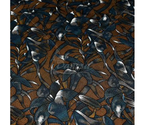 Natural silk in coupons, "Lilies", brown color