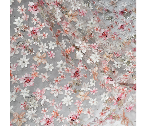 Guipure Lace with 3D Flowers