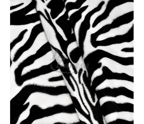 Faux fur, large stripes, black-white color