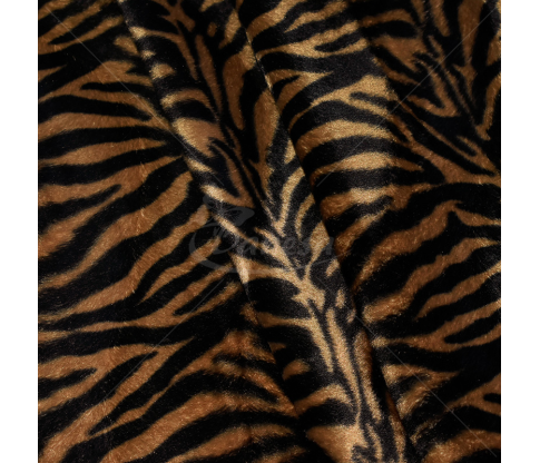 Faux fur, striped, black-brown color