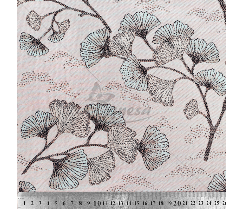 Tapestry "Ginkgo Leaves", light pink/silver color