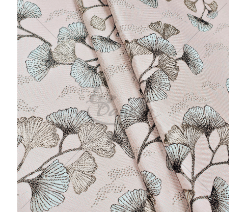 Tapestry "Ginkgo Leaves", light pink/silver color