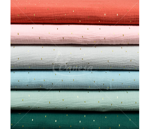 Double muslin fabric with gold dots