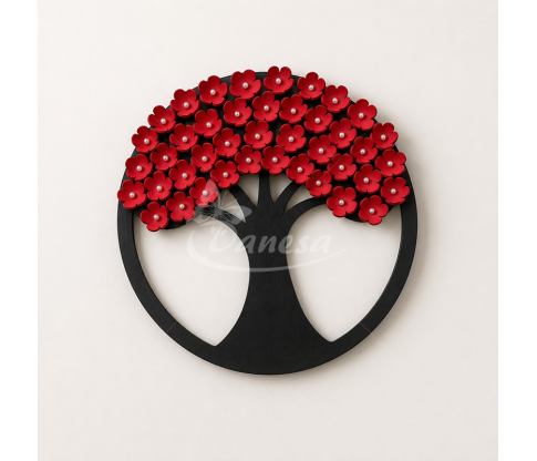 Decorative Plywood Tree with Foamiran Flowers, 30 cm