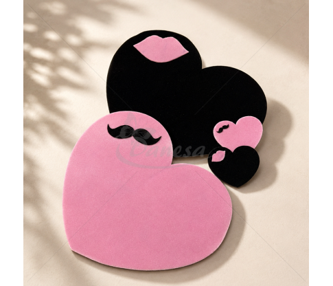 Playful velvet table placemat set, pink and black