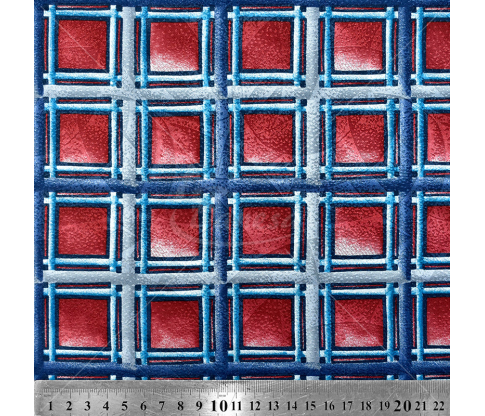 Natural silk, checkered, blue/red color