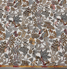 Decorative Woven Fabric with Birds and Botanical Pattern