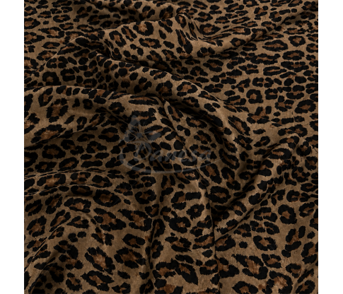 Plonas ir švelnus viskozinis audinys su karameliniu leopardo raštu