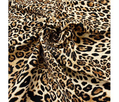 Plonas ir švelnus viskozinis audinys su leopardo raštu